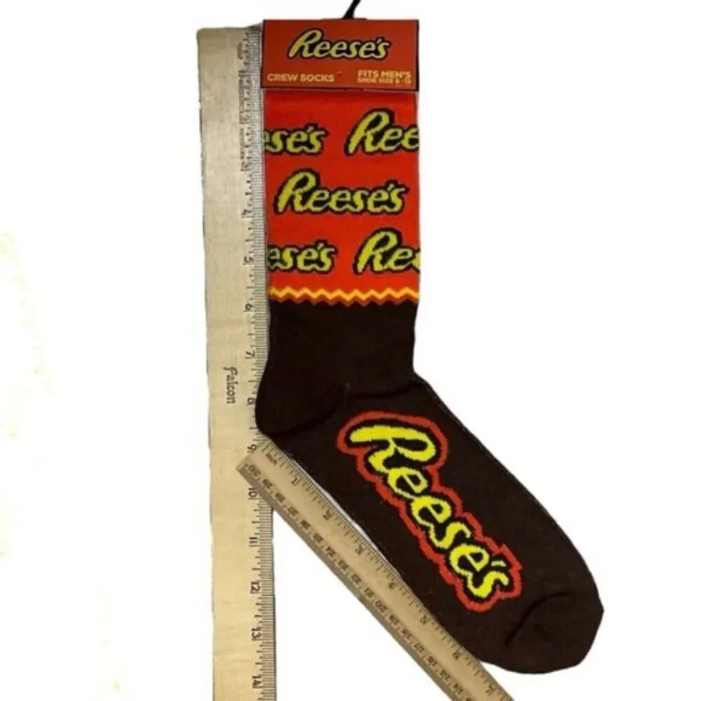 Reese’s Hershey Novelty Socks Mid Calf Crew Unisex Shoe SZ Women 7-13 Men 6-12
